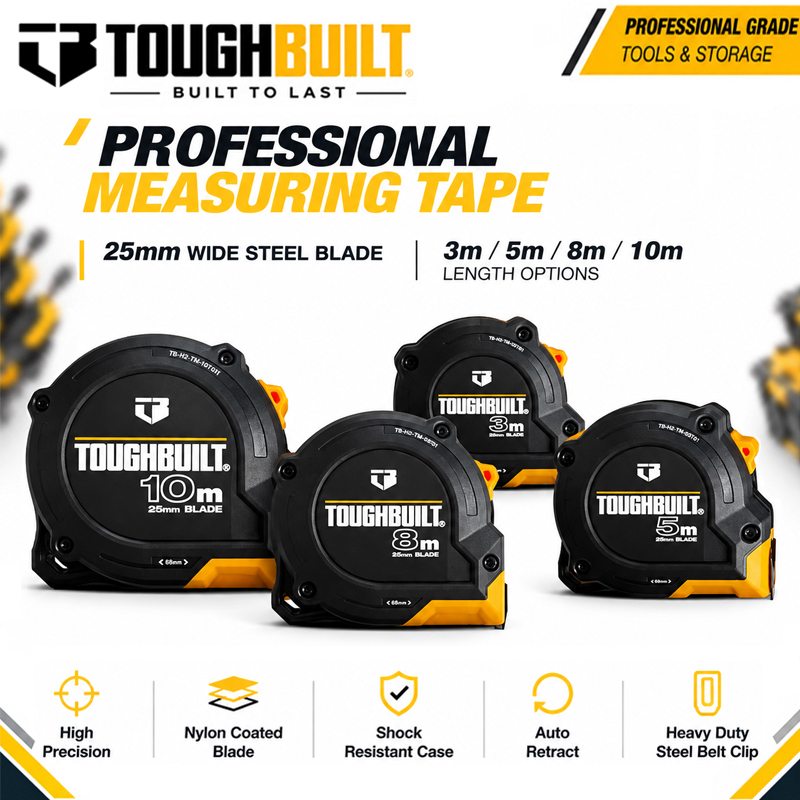 TOUGHBUILT 3m/5m/8m/10m Series - Stanley Tape 25Ft ulasan dan harga