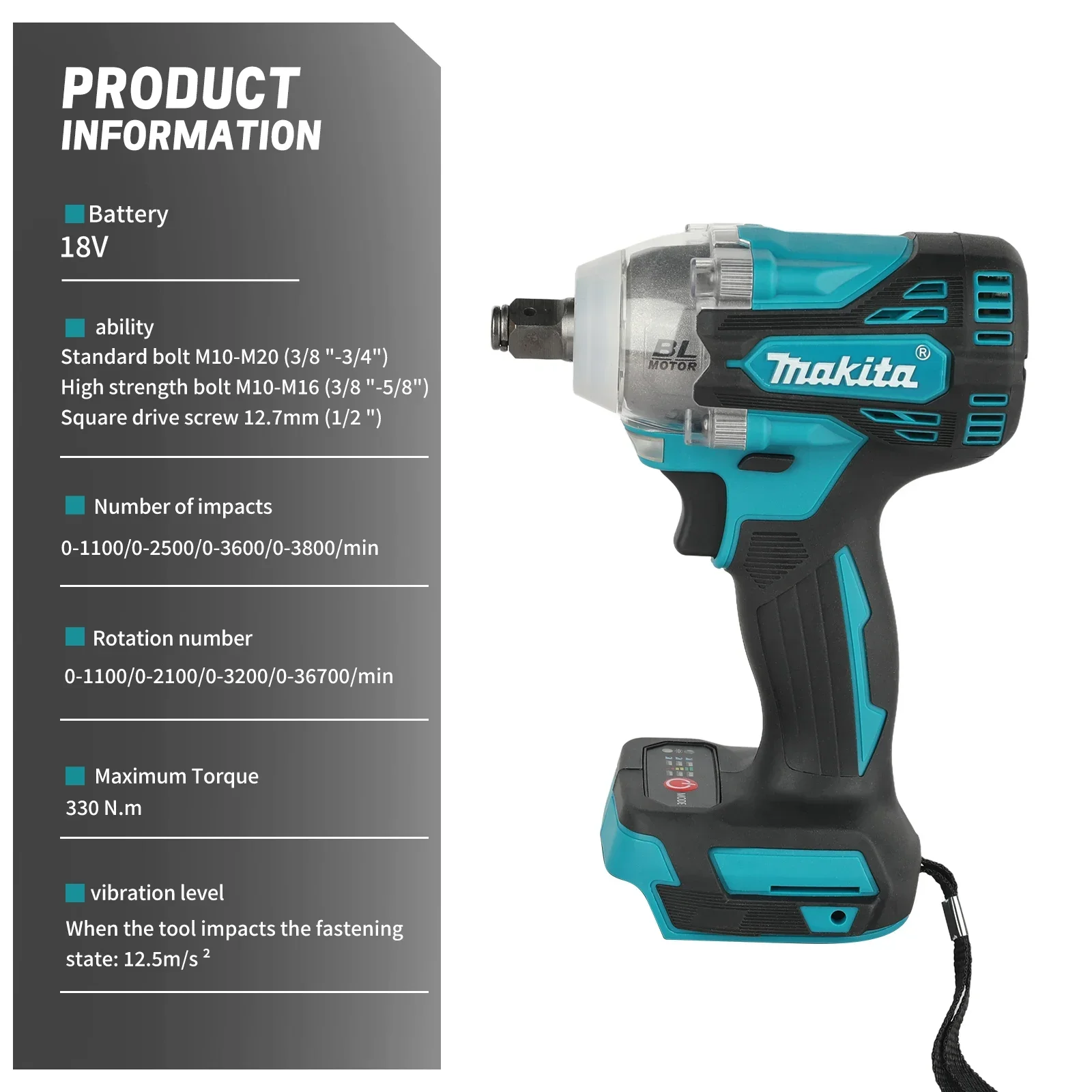 For Makita DTW300 330N·m Impac - Makita Drill Dtw300 ulasan dan harga