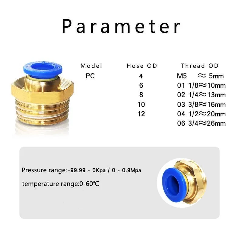 10/50PCS Pneumatic Fitting Air - Compression Fitting Brass ulasan dan harga