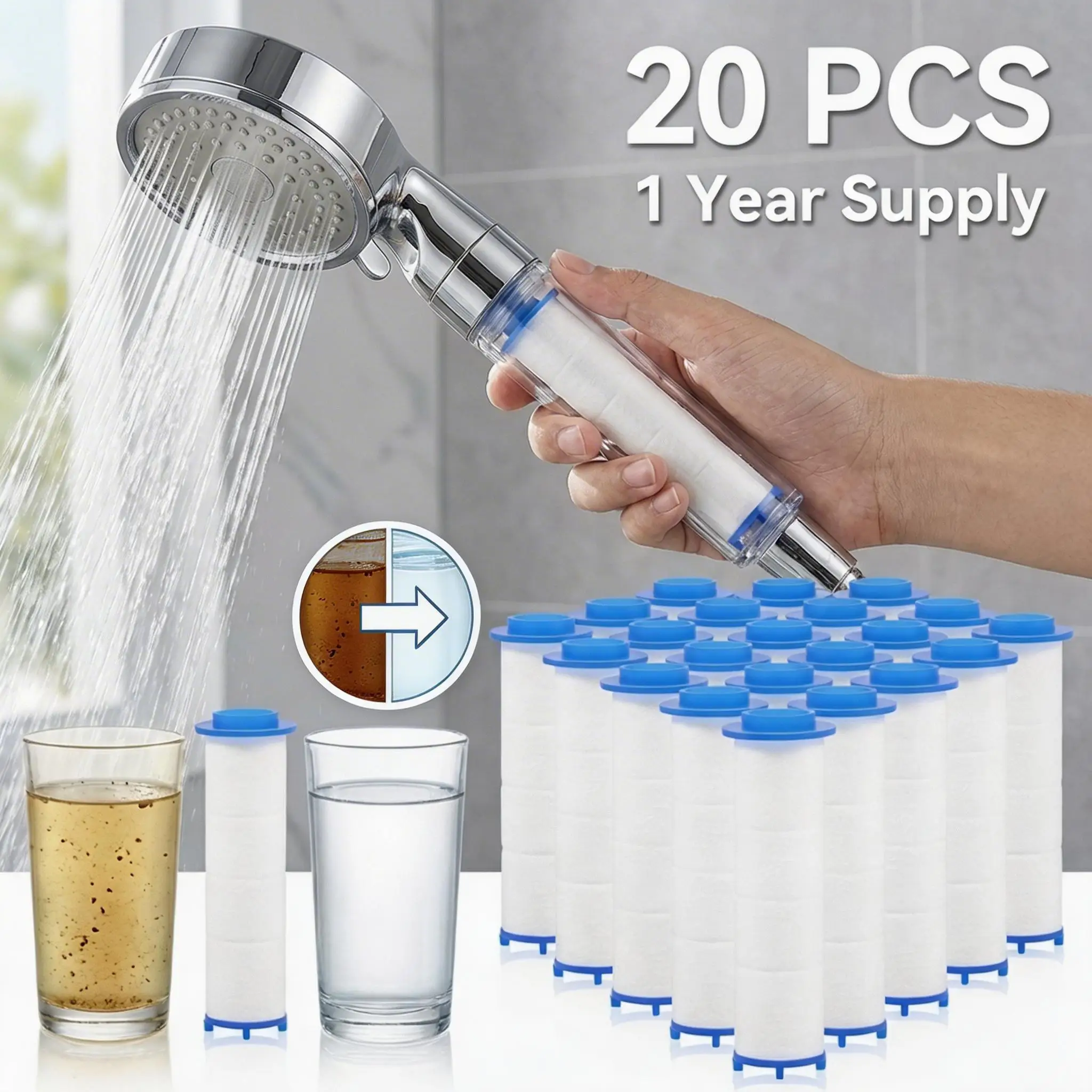 20Pcs Shower Head Filter PP Co - Shower Valve Cartridge ulasan dan harga